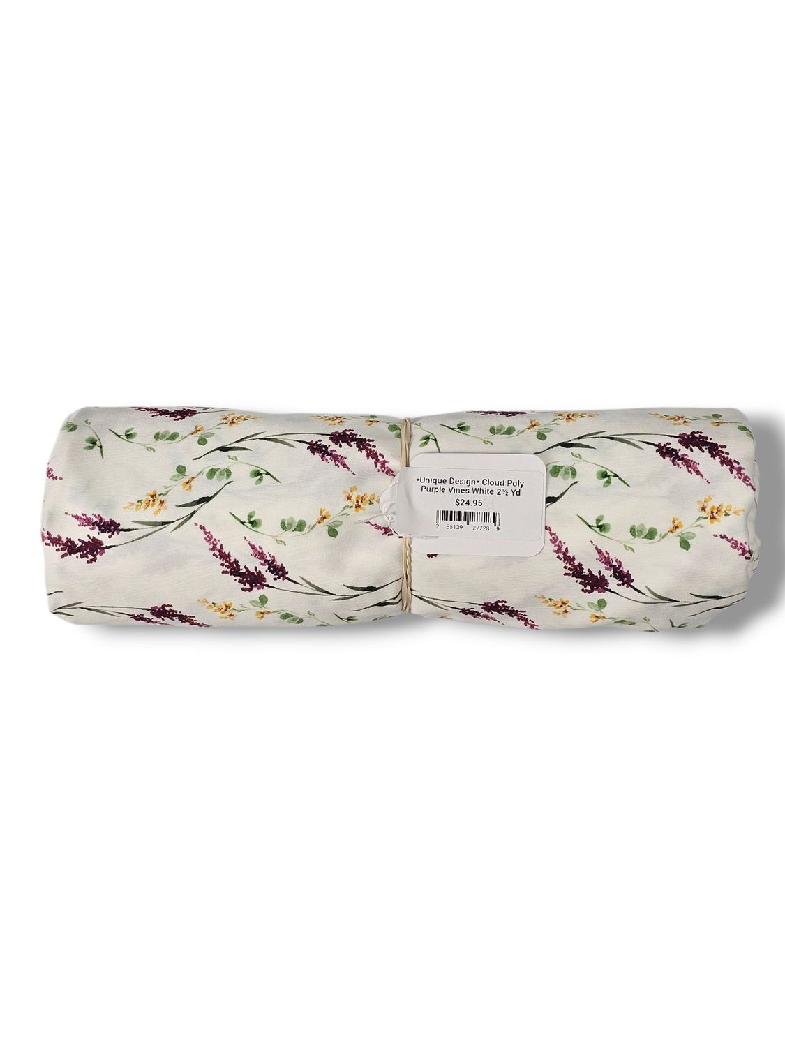 *Unique Design* Cloud Poly Purple Vines White 2½ Yd