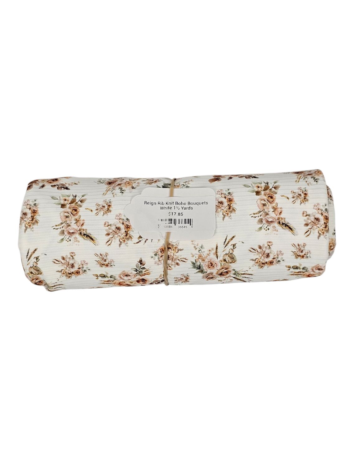 Reign Rib Knit Boho Bouquets White 1½ Yards