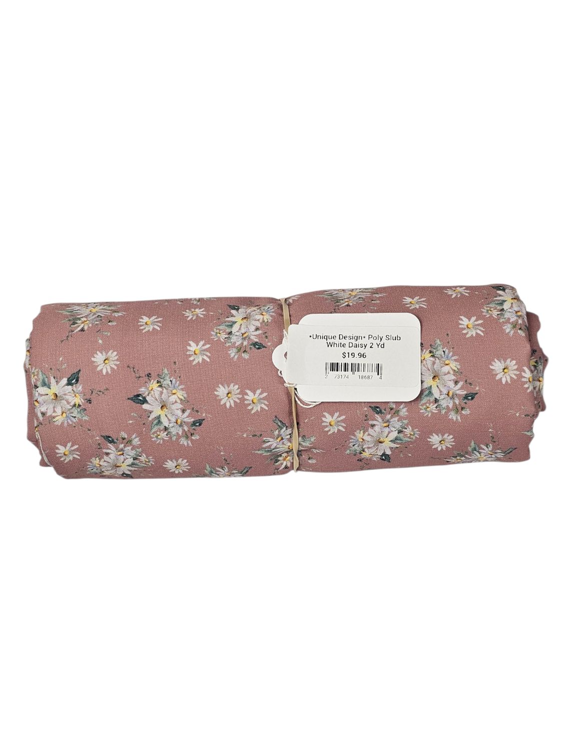 *Unique Design* Poly Slub White Daisy 2 Yd