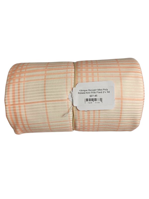 *Unique Design* Mini Poly Ribbed Knit Pink Plaid 2¾ Yd