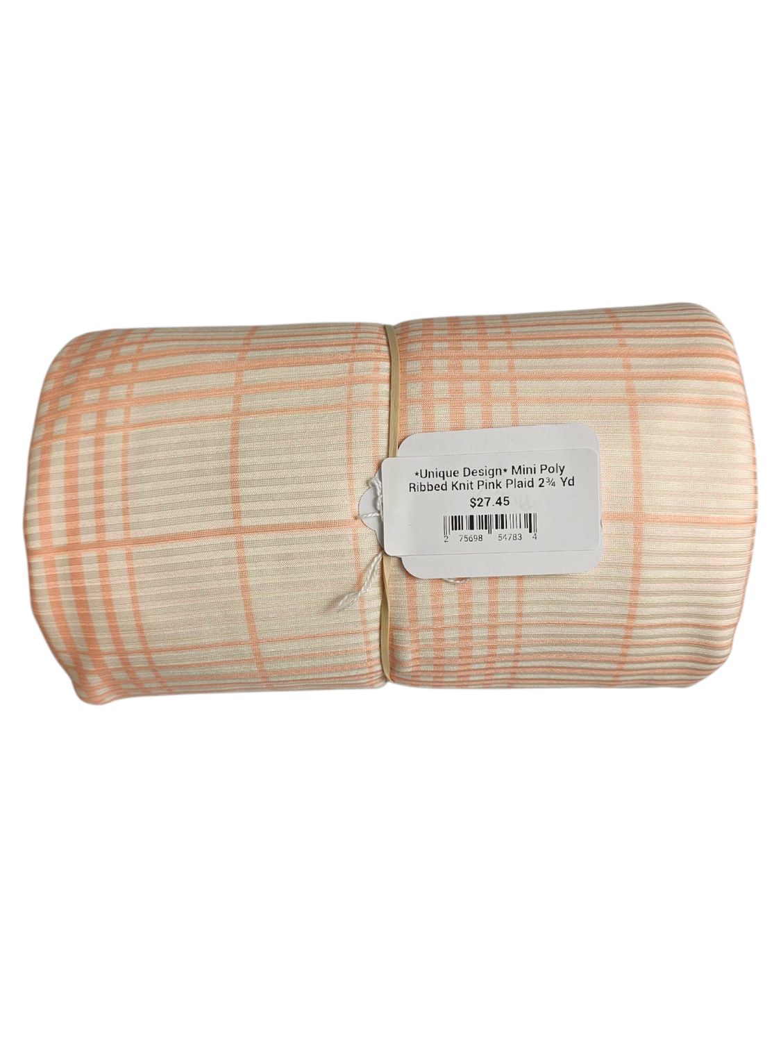 *Unique Design* Mini Poly Ribbed Knit Pink Plaid 2¾ Yd