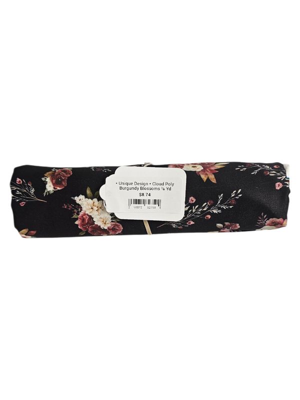 * Unique Design * Cloud Poly Burgundy Blossoms ⅞ Yd