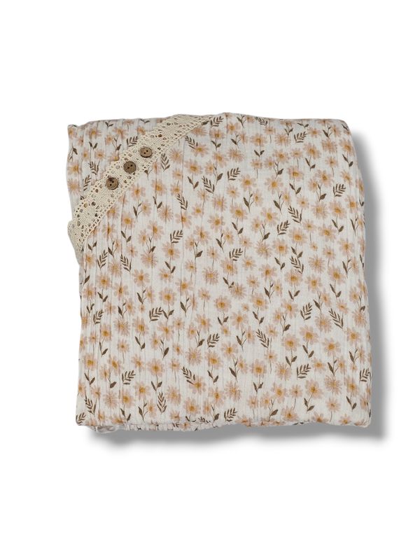 *Unique Design* Cotton Muslin Mini Daisy White