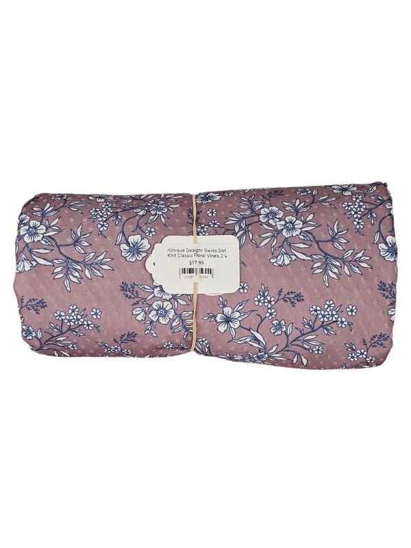 *Unique Design* Swiss Dot Knit Classic Floral Vines 2¼ Yd
