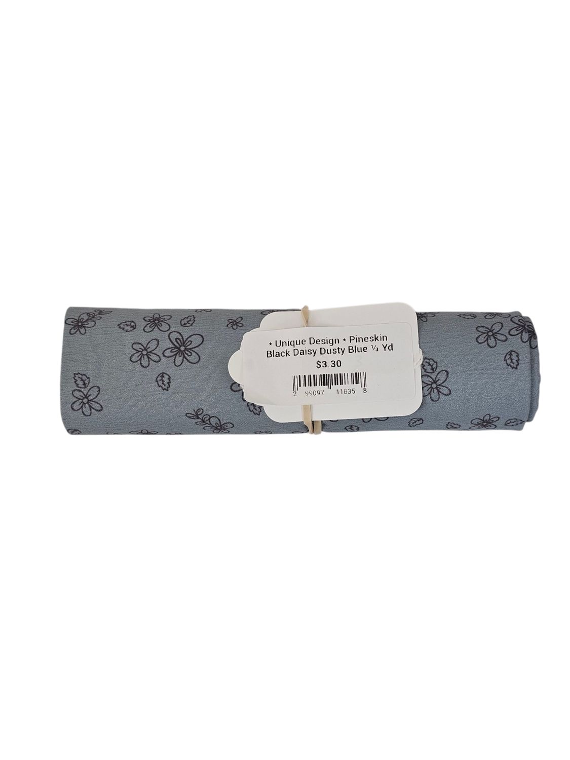 * Unique Design * Pineskin Black Daisy Dusty Blue ⅓ Yd