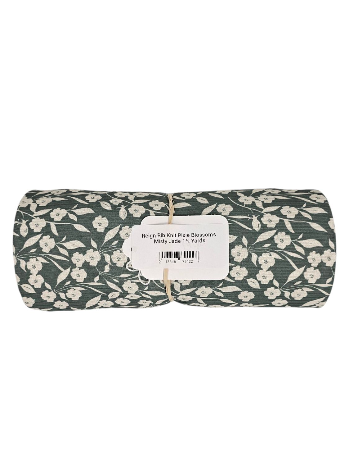 Reign Rib Knit Pixie Blossoms Misty Jade 1¼ Yards