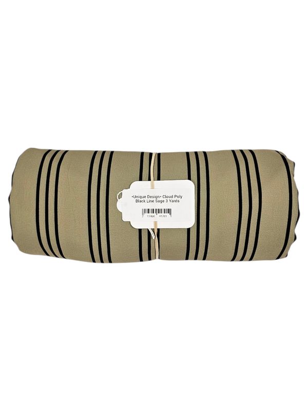 *Unique Design* Cloud Poly Black Line Sage 3 Yards