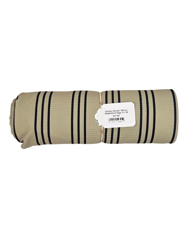 *Unique Design* Willow Ribbed Knit Sage 1¾ Yd