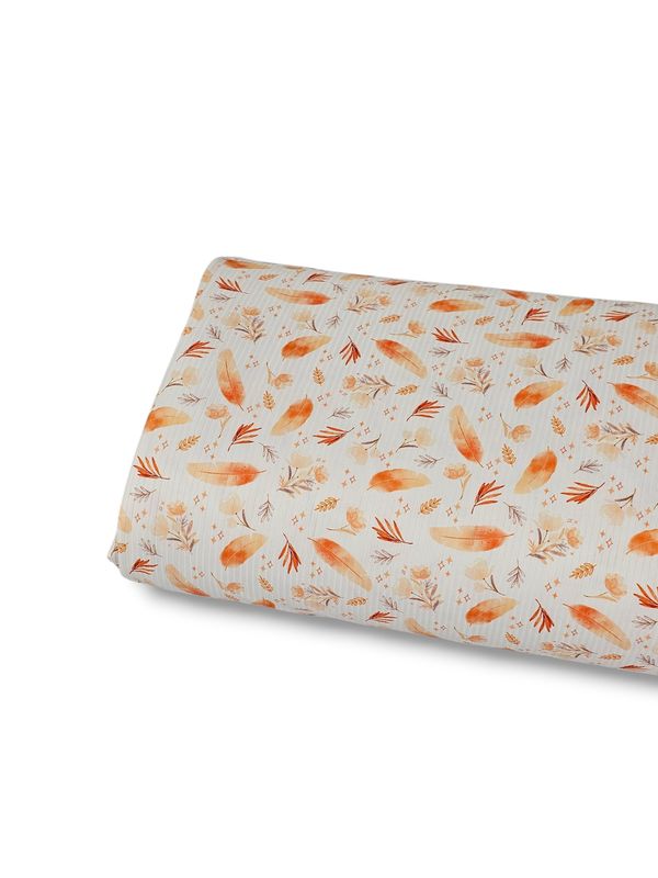 *Unique Design* Willow Ribbed Knit Feather Blooms Orange
