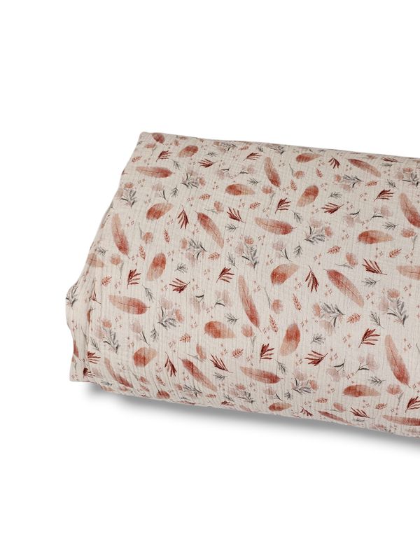 *Unique Design* Cotton Muslin Feather Blooms Pink