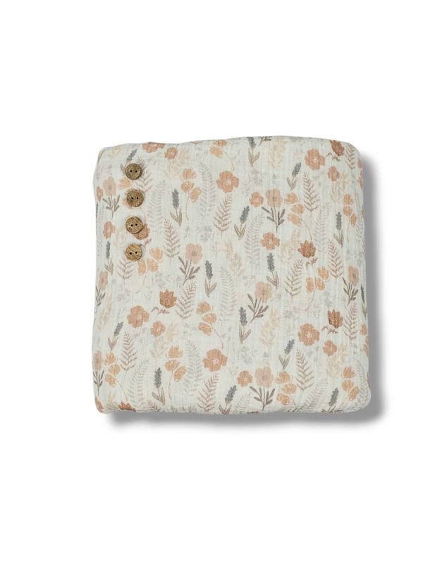 *Unique Design* Cotton Muslin Fall Fern Floral Peach/Yellow