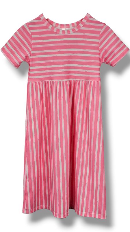 Size 3 Willow Ribbed Knit Pink Coastal Stripe Dress