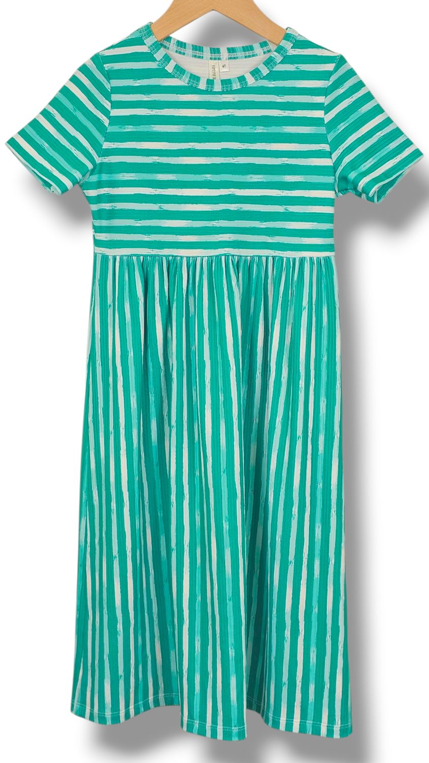 4T Willow Ribbed Knit Aqua Coastal Stripe
