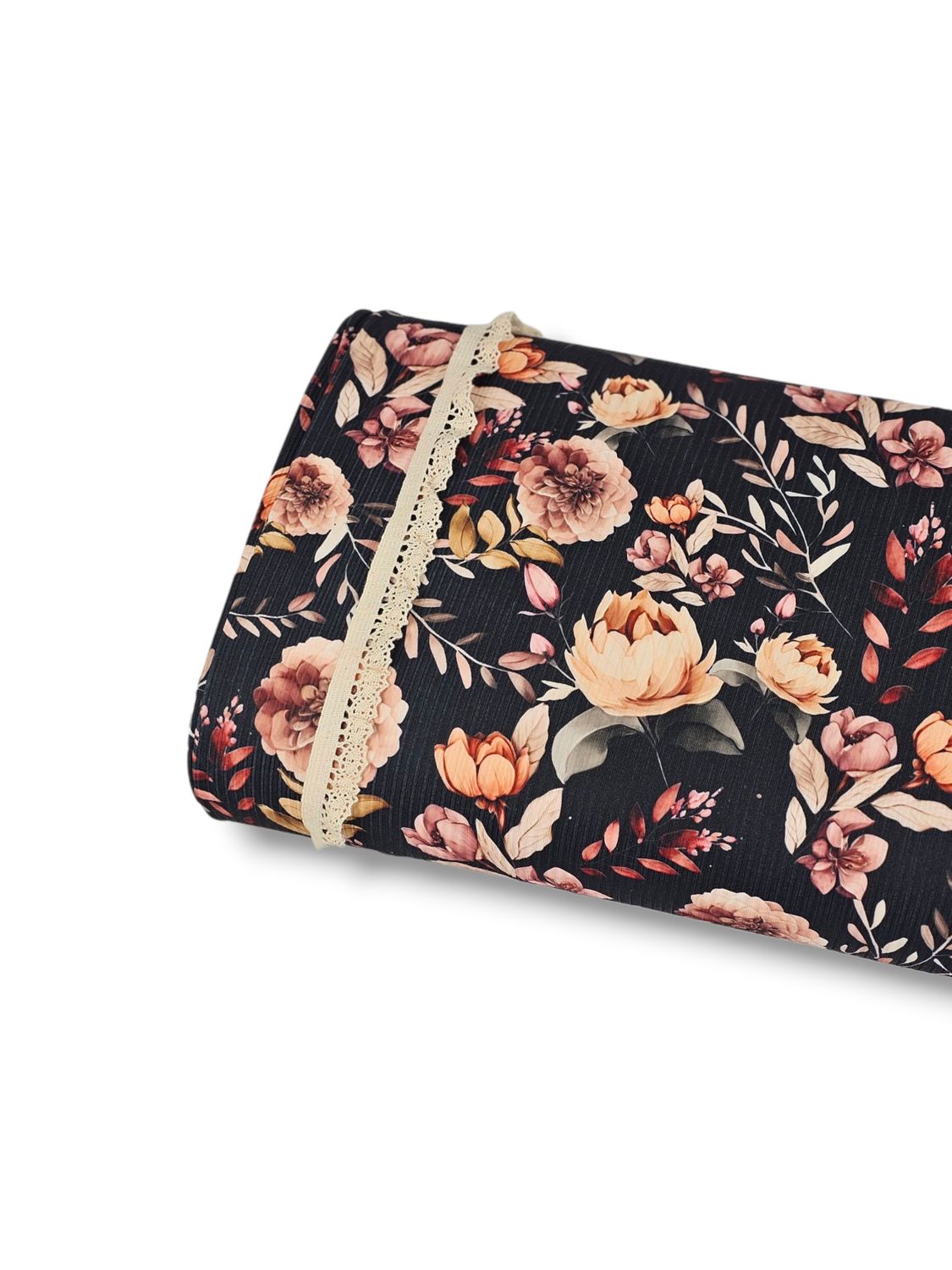 *Unique Design* Willow Ribbed Knit Elegant Auburn Floral Black