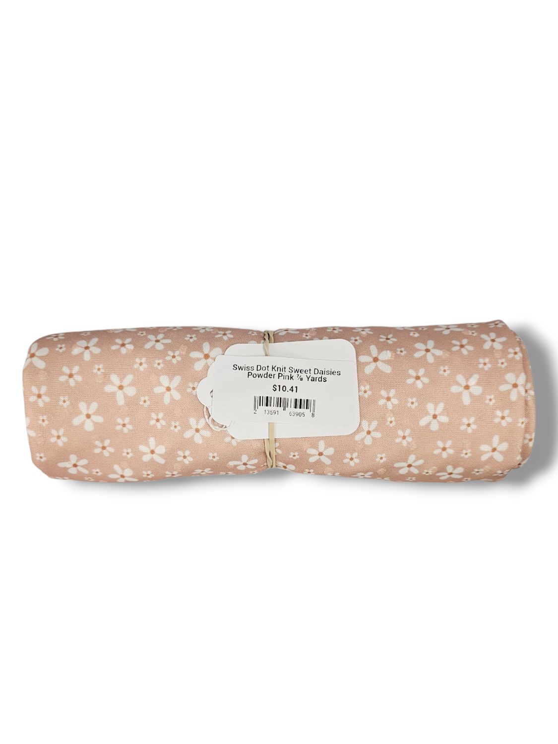 Swiss Dot Knit Sweet Daisies Powder Pink ⅞ Yards