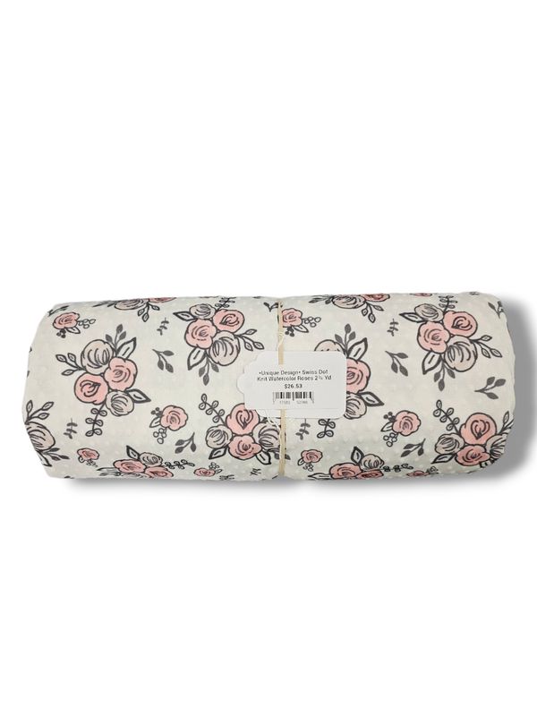 *Unique Design* Swiss Dot Knit Watercolor Roses 2¾ Yd