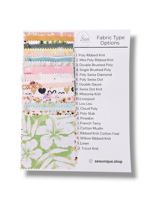 Fabric Type Sample Sheet