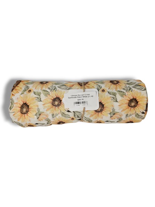 *Unique Design* Linen Sunflower Patch White 2¼ Yd