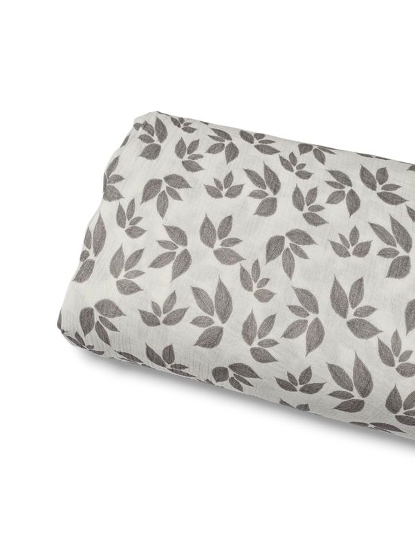 *Unique Design* Cotton Muslin Leafy Whirlwind White