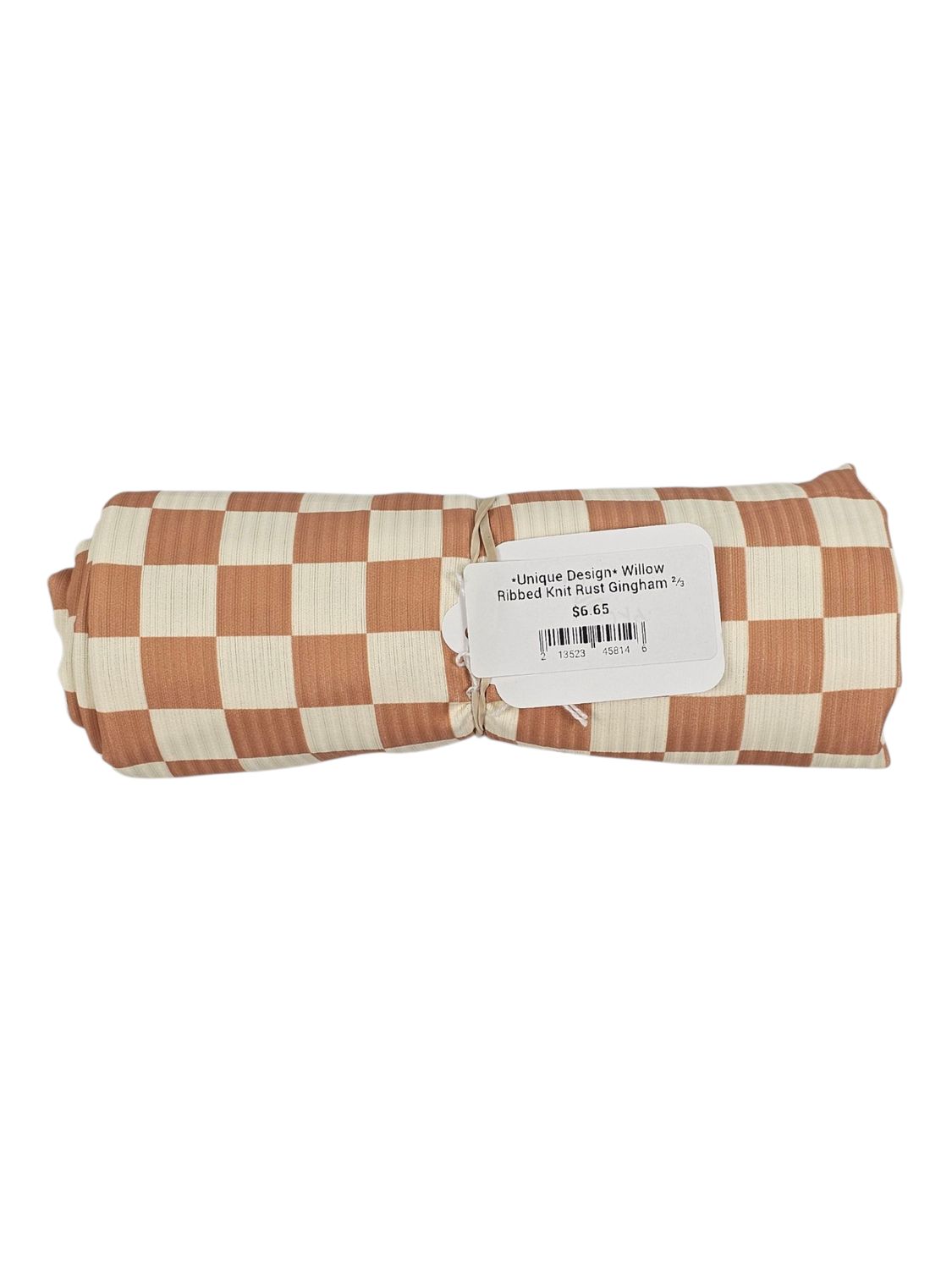 *Unique Design* Willow Ribbed Knit Rust Gingham ⅔ Yd