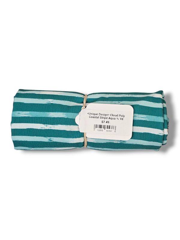 *Unique Design* Cloud Poly Coastal Stripe Aqua ¾ Yd