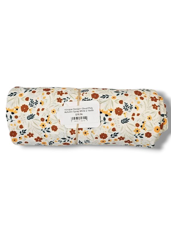 *Unique Design* Cloud Poly Autumn Spray White 2 Yards