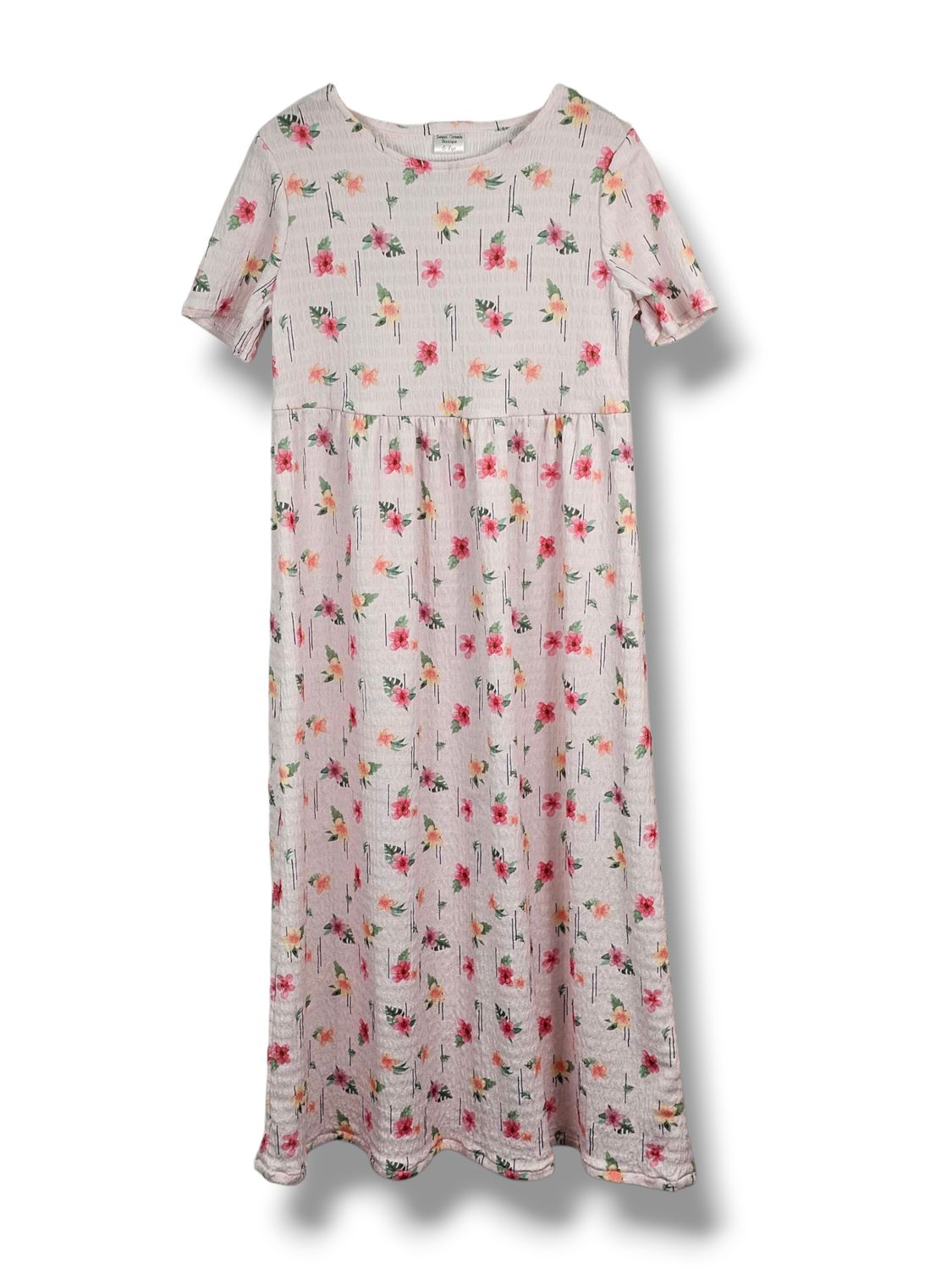 6-7 Yr Dress Stretch Crepe Hibiscus Floral
