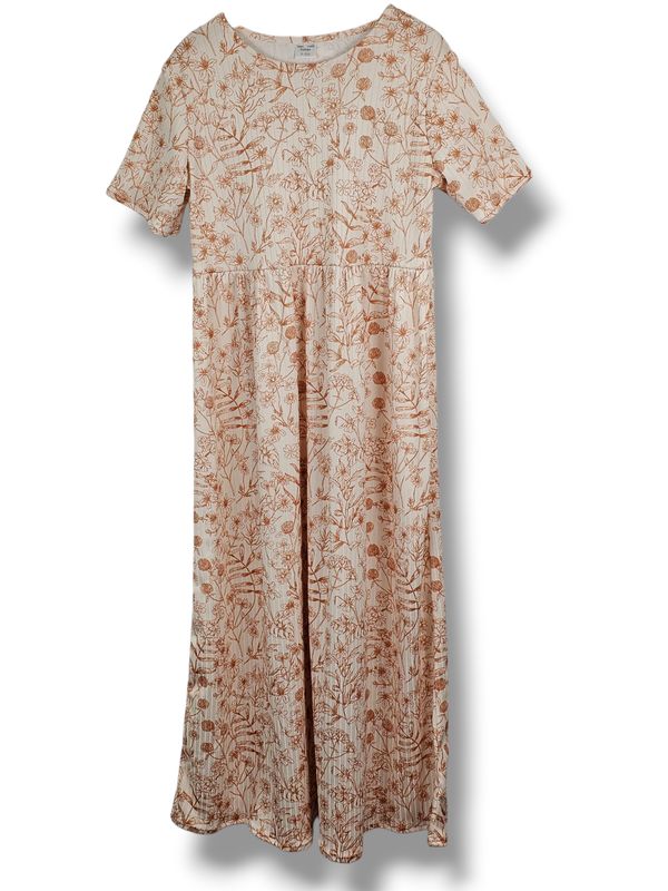8-9 Yr Dress Poly Ribbed Knit Rust Outline
