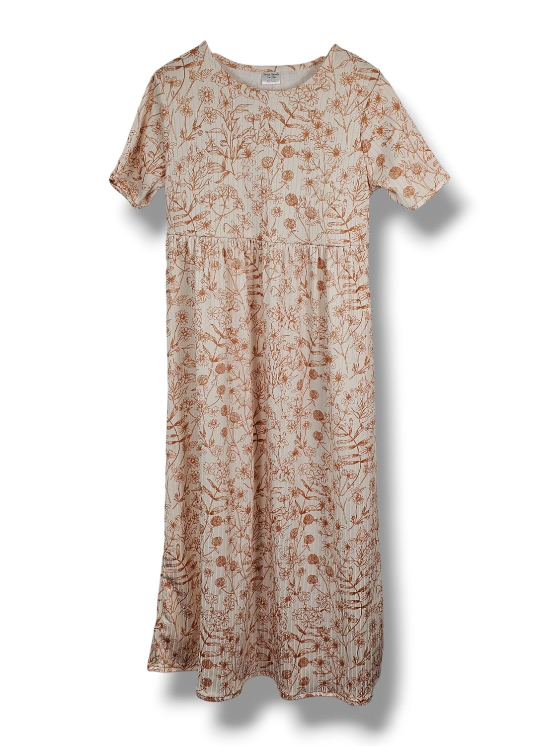 6-7 Yr Dress Poly Ribbed Knit Rust Outline
