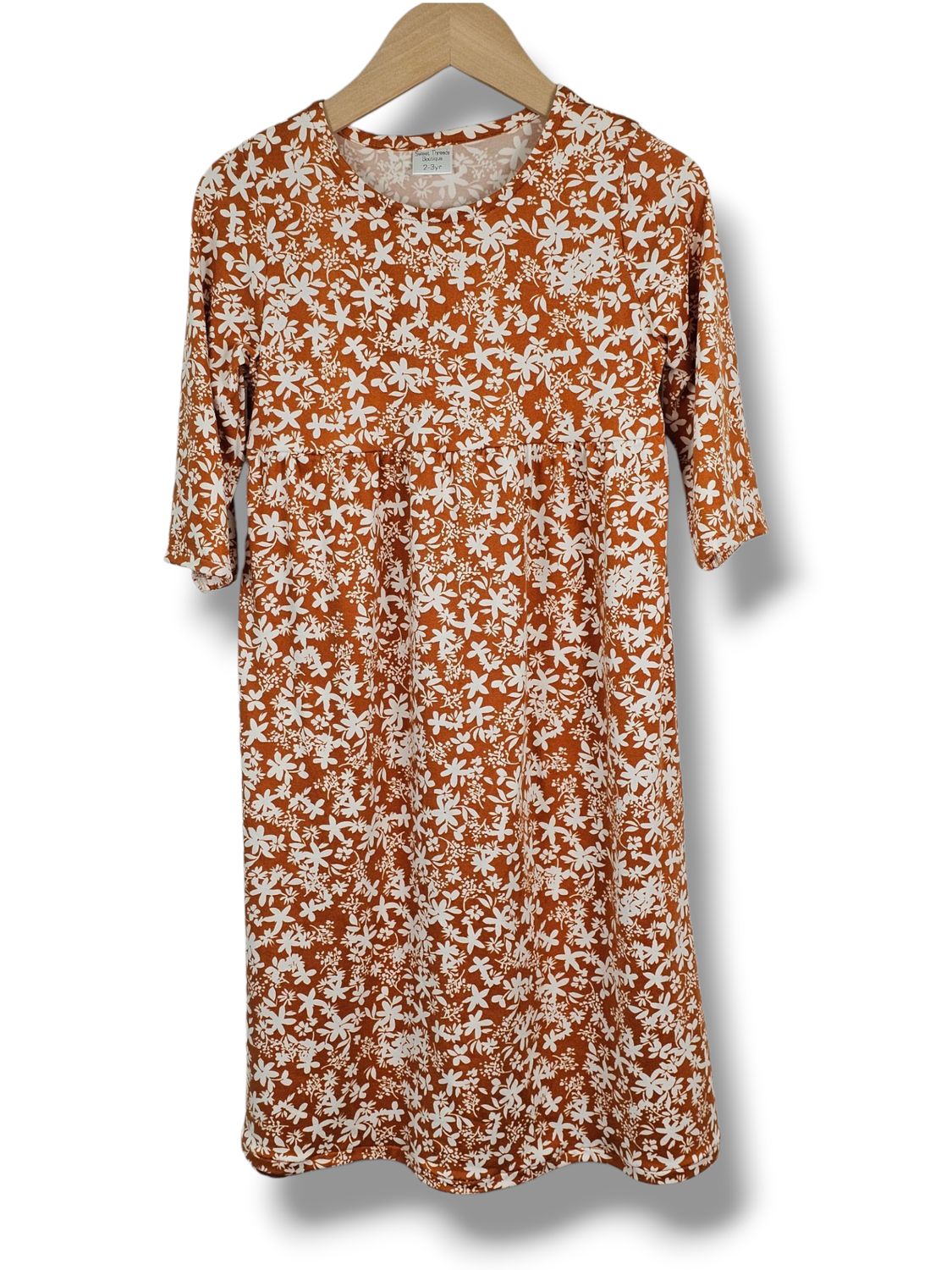 2-3 Yr Dress Double Brushed Autumn Orange Floral