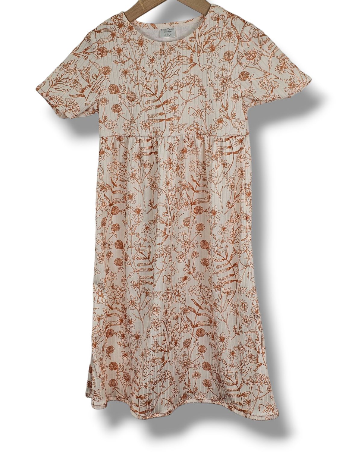 2-3 Yr Dress Poly Ribbed Knit Rust Outline