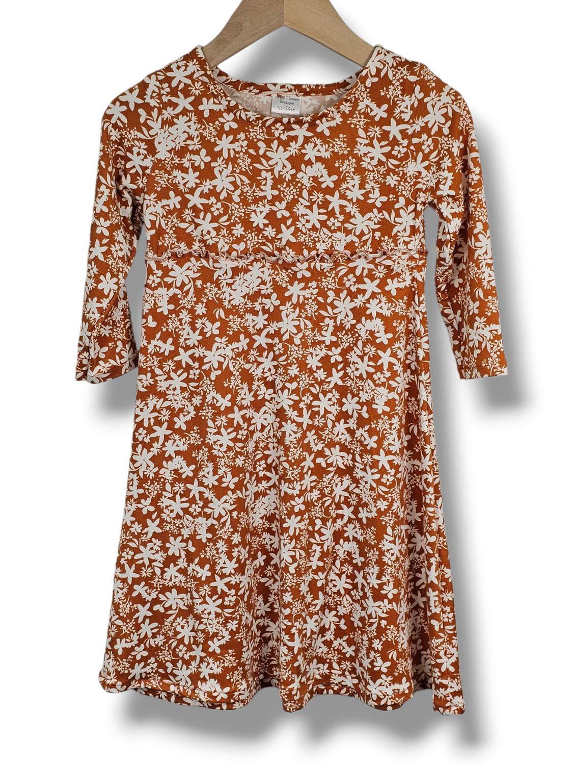 18-24 Month Dress Double Brushed Autumn Orange Floral