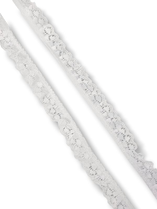 3/4 in. White Ruffled Polyester Lace