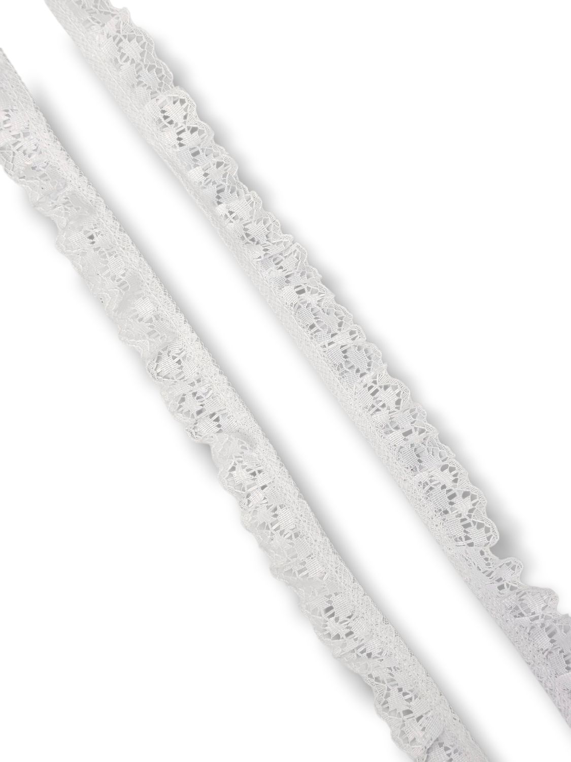 3/4 in. White Ruffled Polyester Lace