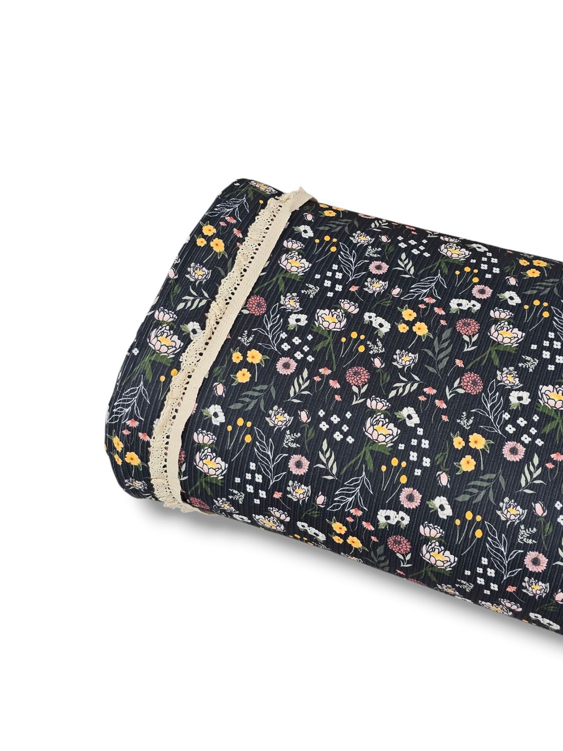 *Unique Design* Willow Ribbed Knit Cottage Floral Black