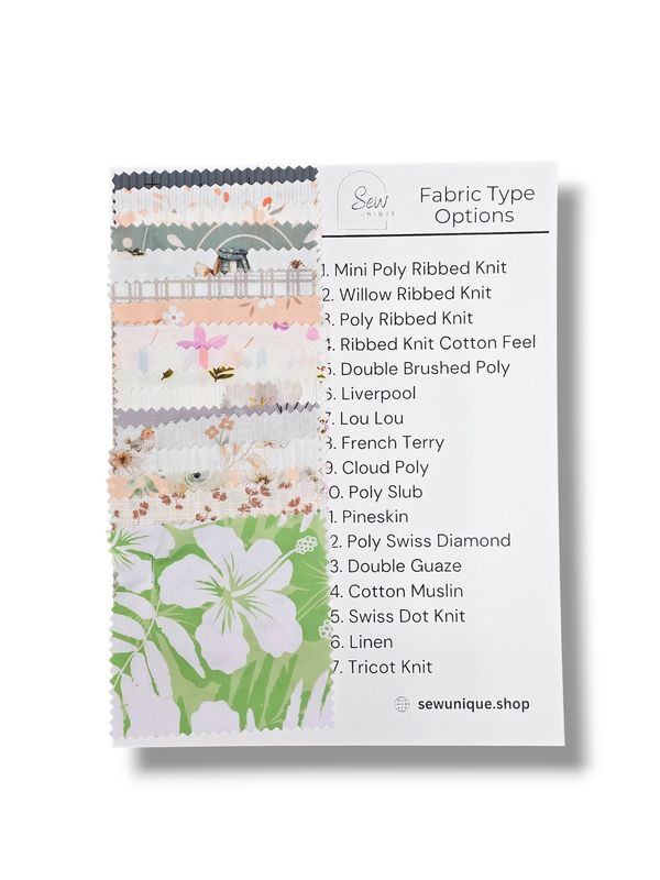 Fabric Type Sample Sheet