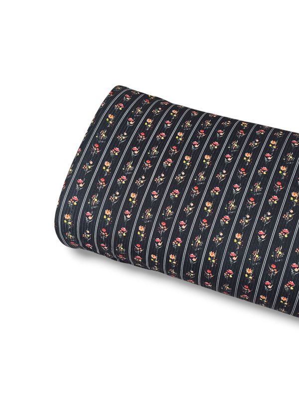 *Unique Design* Willow Ribbed Knit Dainty Daisy Stripe Black