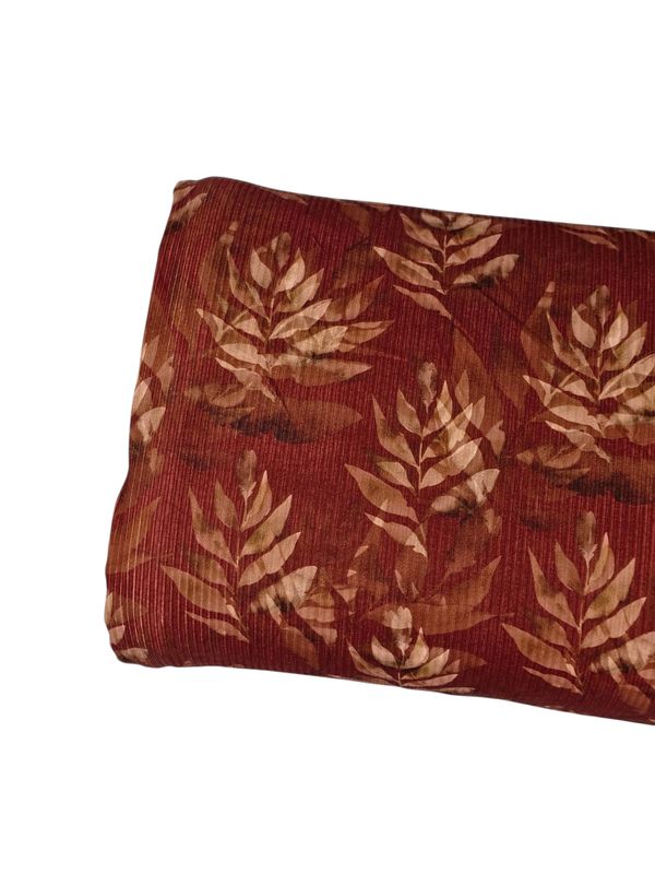 *Unique Design* Willow Ribbed Knit Watercolor Fern Burgundy