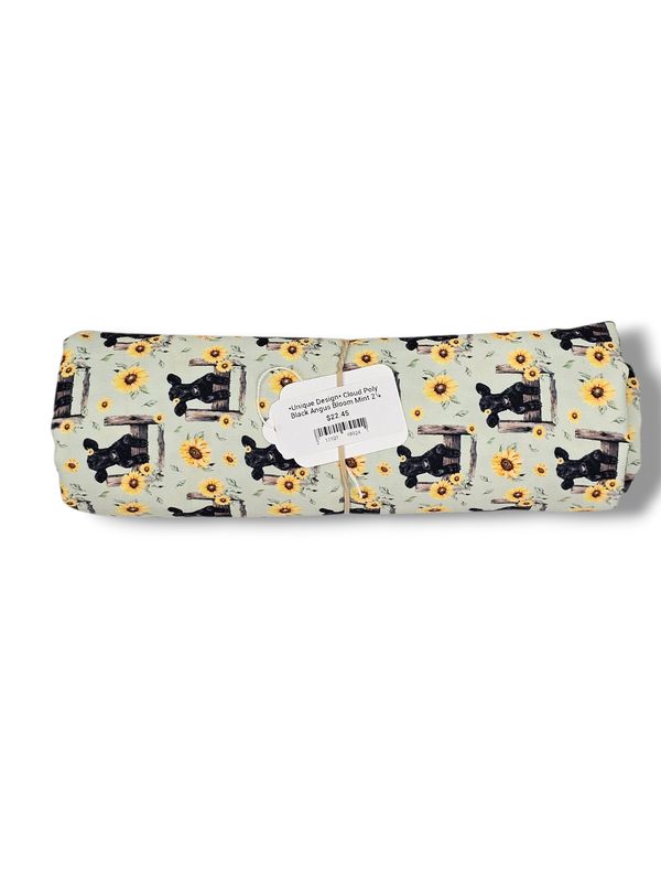 *Unique Design* Cloud Poly Black Angus Bloom Mint 2¼ Yd