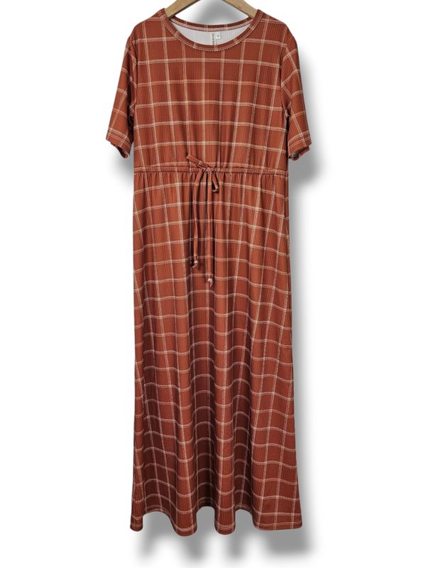 Size 10 Reign Rib Knit Dress Basic Tartan Rust