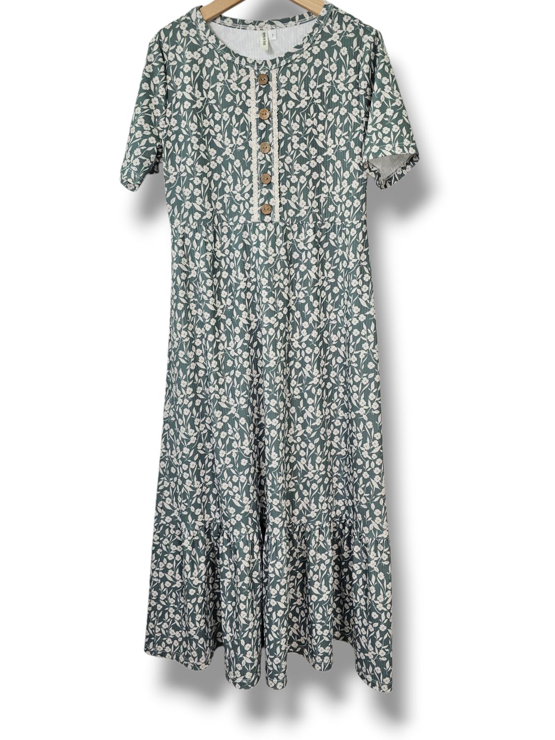 Size 7 Reign Rib Knit Dress Pixie Blossom Misty Jade