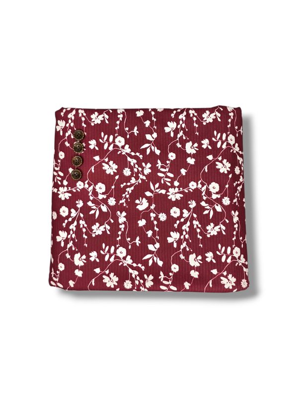 *Unique Design* Willow Ribbed Knit Ivy Blooms Burgandy