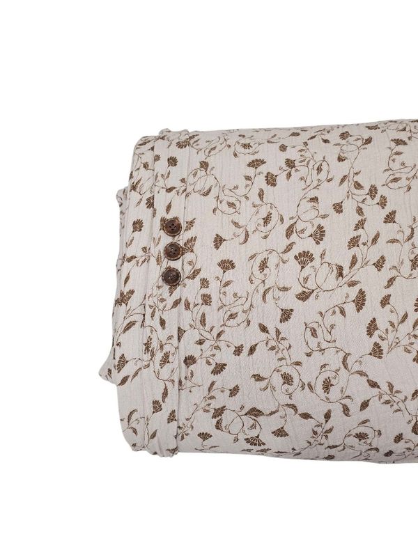 * Unique Design * Cotton Muslin Vintage Vines Khaki