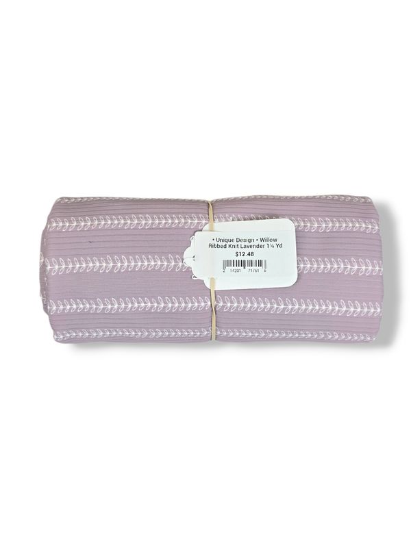* Unique Design * Willow Ribbed Knit Lavender 1¼ Yd