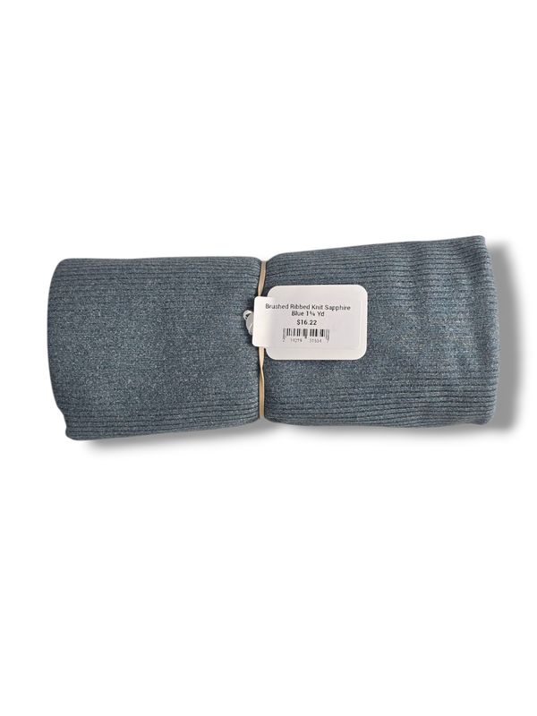 Brushed Ribbed Knit Sapphire Blue 1⅝ Yd