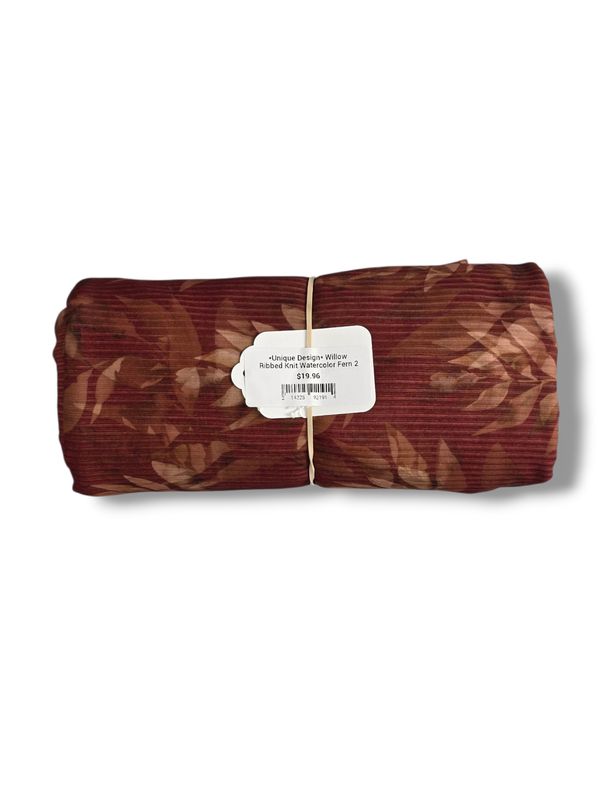 *Unique Design* Willow Ribbed Knit Watercolor Fern 2 Yd