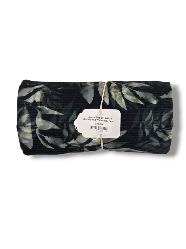 *Unique Design* Willow Ribbed Knit Watercolor Fern 2 Yd