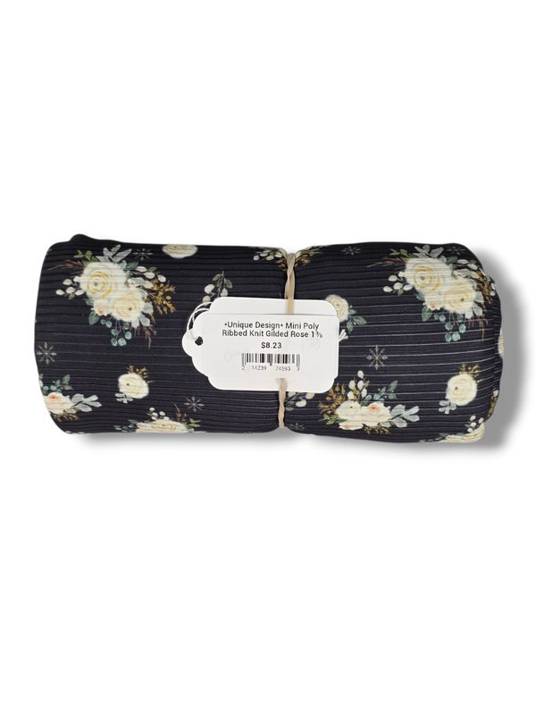 *Unique Design* Mini Poly Ribbed Knit Gilded Rose 1⅜ Yd