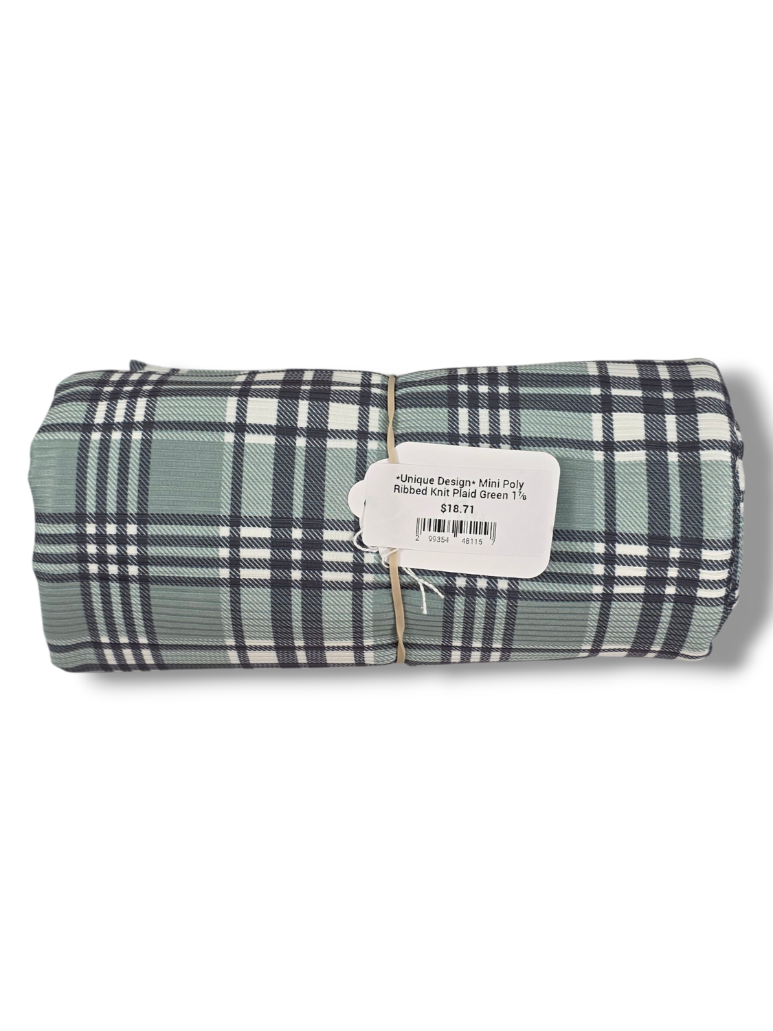 *Unique Design* Mini Poly Ribbed Knit Plaid Green 1⅞ Yd