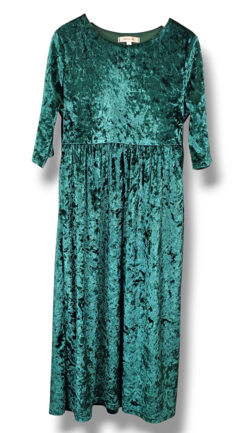 6 Yr  Evergreen Velvet Dress